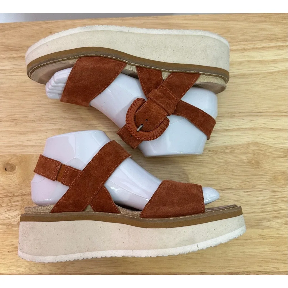 Naot Womens Crepe Sandals US‎ 6 Suede Buckle Comfort Platform Spice Brown